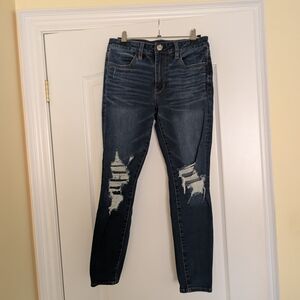 American Eagle Outfitters Blue Ripped Jeans Size 6 Short